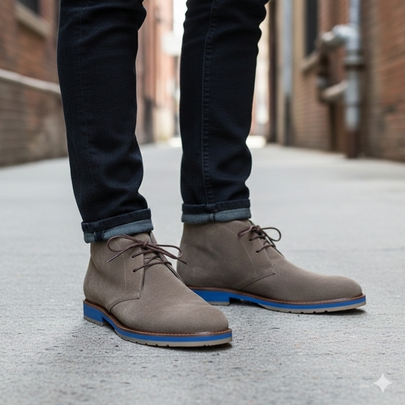 Other - Men's Suede Chukka Boots - Grey and Blue
